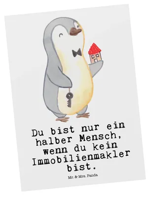 Produktbild von Mr. & Mrs. Panda Postkarte Immobilienmakler Herz - Weiß - Geschenk, Spruch, Ausbildung, Postkarten, Grußkarte, Ansichtskarten, Fotokarte, Lustig, Ansichtskarte