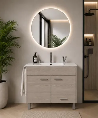 ORIGEN BATH SAMOS Badmöbel mit Waschbecken 70x45 cm, Smoky-Eiche