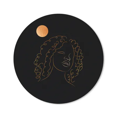Produktbild von MuchoWow® Mauspad Mousepad Frau - Mond - Strichzeichnung - Gold 50x50 cm - Mousepads - Maus Mat - Pad - Mausunterlage - Vinyl