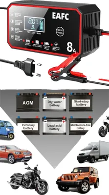Obrázok produktu pre Nabíjačka autobatérií, inteligentný nabíjací systém, LCD displej, 12V 8A zástrčka EÚ