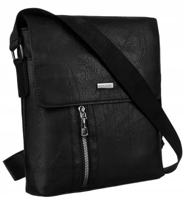 Obrázek produktu pro Rovicky pánská crossbody taška z ekologické kůže černá 28x23 cm