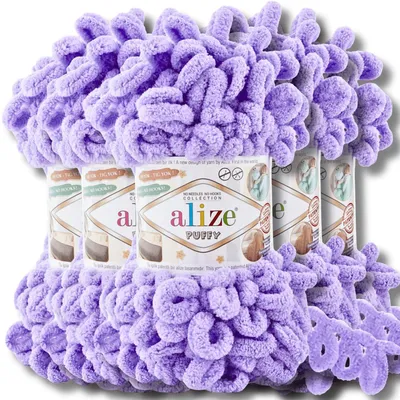 Produktbild von Alize 5x 100g Puffy Wolle, Uni, Häkeln, Stricken (Lilac - 788)