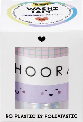 Produktbild von folia Deko-Klebeband Washi-Tape "HOTFOIL HAPPY VIBES" 4er