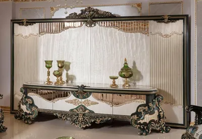 Immagine prodotto di Casa Padrino mobile TV barocco crema / bianco / verde / oro - Magnifica credenza da salotto con parete di fondo - Mobili da salotto barocchi - Mobili in stile barocco - Nobile & Magnifico