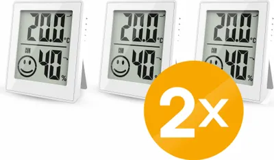 Produktbild von 2x Thermo-/Hygrometer 3er Set mit Smiley-Komfortanzeige