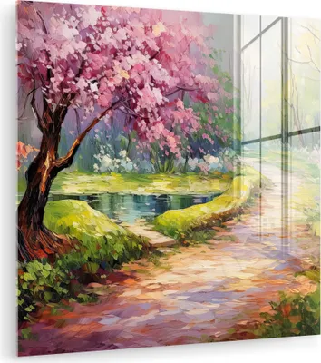 Produktbild von MuchoWow Glasbilder - Bilder auf Wandbild - Foto auf Glas Aquarell - Natur - Bäume - Kunst - Blumen 40x40 cm Wanddekoration aus Glas - Acrylglasbild - Acrylbilder