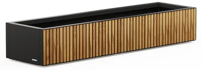 Obrázek produktu pro Herstera Deco Planter Xic Wod, Ozdobný truhlík, Volně stojící, Fajáns, Kov, Černá, Dřevo, Obdélník, Vnitřní/venkovní