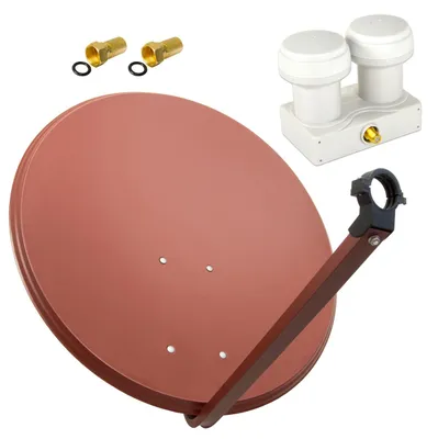 Produktbild von PremiumX SAT Anlage 80cm Antenne Ziegelrot Single Monoblock WE 2x F-Stecker