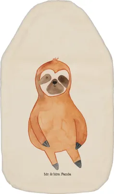 Produktbild von Mr. & Mrs. Panda Wärmekissen Faultier Zufrieden - Weiß - Geschenk, glücklich, Flauschige Wärmflasche, Plüsch, mit Bezug, Pause, Glück, Bettflasche