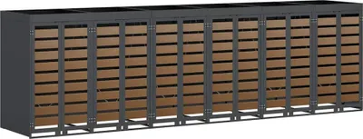 Produktbild von vidaXL Wagenmüllbehälter für 6 Behälter 408 x 77,5 x 121,5 cm Stahl