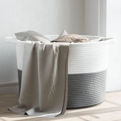 Produktbild von Wäschekorb in Grau und Weiß, 55 x 36 cm aus Baumwolle
