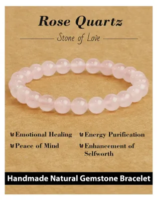 Immagine prodotto di Bracciale elastico in cristallo di quarzo rosa, 8 mm, confezione singola, per favorire l'armonia