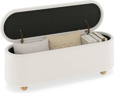 Image de Banc de rangement ovale avec couvercle à charnières, capacité de 150 litres