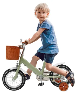 Obrázok produktu pre Detské bicykel s 12-palcovými kolesami a stabilizátormi – zelené bicykel pre chlapcov a dievčatá