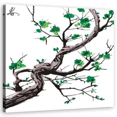 Produktbild von Leinwandbild natur - grün 30x30 cm Feeby weiß wandbild bereit zum aufhängen