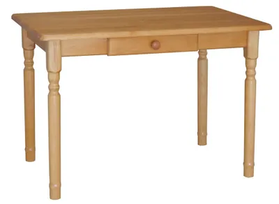 Produktbild von Tisch II mit Schublade aus massivem Kiefernholz in der Farbe Alder 130 x 70 cm