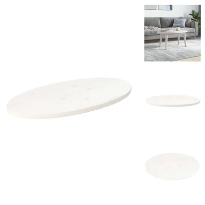Immagine prodotto di vidaXL Piano da tavolo bianco 80x40x2,5 cm in legno massiccio di pino ovale - Piani da tavolo