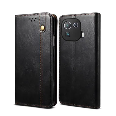 Obrázek produktu pro Pouzdro pro Xiaomi Mi 11 Pro, kožené flip pouzdro peněženka s funkcí stojánku černé