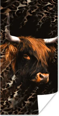 Produktbild von MuchoWow® Poster Schottischer Highlander - Pantherdruck - Schwarz 20x40 cm - Plakat - Foto