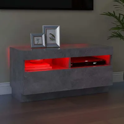 Image de Maison Exclusive - Meuble TV avec éclairage LED gris béton 80x35x40 cm