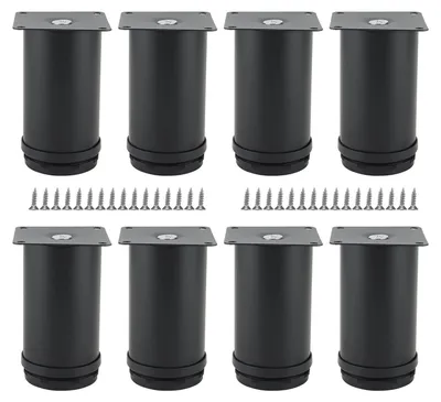 Zdjęcie produktu dla Regulowane nóżki meblowe, 50 mm, czarne, 8 sztuk