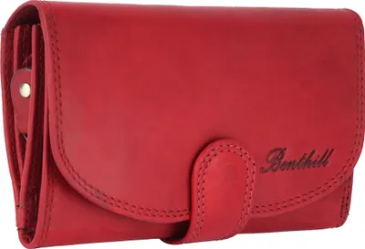 Produktbild von Benthill Damen Geldbörse Echt Leder - Portemonnaie mit RFID Schutz - Portmonee viele Kartenfächer - Echtleder Vintage Damenbörse inkl. Geschenkbox