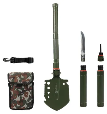 Produktbild von Dönges Multifunktionaler Klappspaten All-in-One, in Camouflage Tasche, olivgrün
