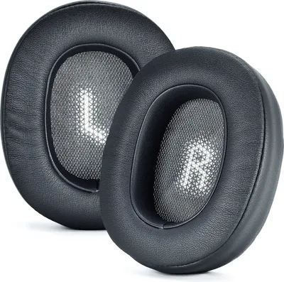 Two black ear pads for headphones, labeled 'L' and 'R', are shown on a white background.