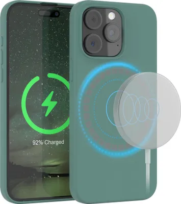 Produktbild von EAZY CASE Silikon MagSafe Handyhülle kompatibel mit Apple iPhone 15 Pro Max Hülle mit Kameraschutz, Silikonhülle, Schutzhülle Grün