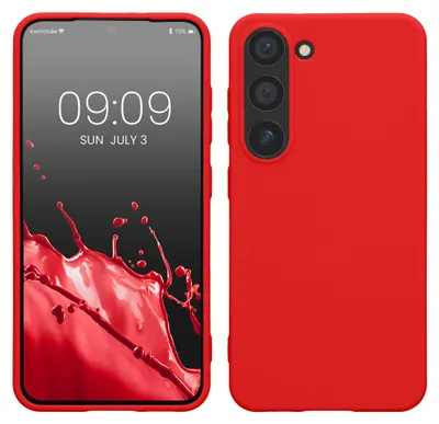 Produktbild von kwmobile Hülle für Samsung Galaxy S23 TPU Case - Handyhülle unterstützt kabelloses Laden, flexible Schutzhülle, gummiertes Cover in Klassisch Rot