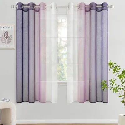 Produktbild von Transparante Paarergordijnen - Elegant, modern, 2 Stücke - Violett - Polyester - 140 x 145 cm