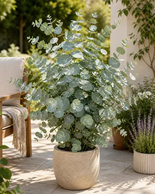 Produktbild von Eukalyptus Silver Dollar ca. 60 cm – Duftende Zimmerpflanze im Topf, dekorative Zierpflanze, bedingt winterhart, aromatischer Eukalyptus