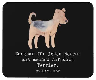 Produktbild von Mr. & Mrs. Panda Mouse Pad Airedale Terrier Moment - Schwarz - Geschenk, Mousepad, mauspad laptop, mousematte, pc