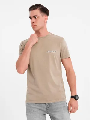 Obrázek produktu pro Ombre Clothing Pánské tričko s krátkým rukávem Helenef tmavě béžová L