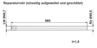 Produktbild von VEGAZ Auspuffrohr Universal Universal-Auspuffrohr UR-466 40,7mm 1000mm 980mm