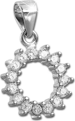 Produktbild von SilberDream Halsketten Anhänger Zirkonia 925 Silber Sonnenkranz Damen GSH401W