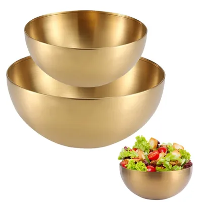 2er-Set vergoldete Edelstahlschüsseln für Bibimbap, spülmaschinenfest