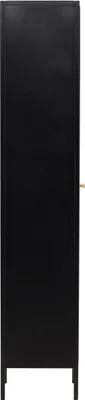 A black cabinet on a white background.
