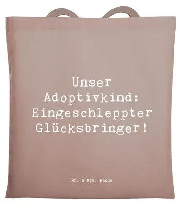 Produktbild von Mr. & Mrs. Panda dokumententasche Spruch Adoptivkind Glücksbringer - Braun Pastell - Geschenk, Tasche, Shopping, Uni, Familienbande, Kostbare Momente, Tote Bag, canvas