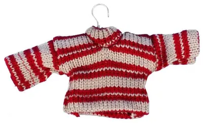 Obrázok produktu pre Vianočný ozdoba v tvare svetra, vyrobená z látky, rozmer 13 x 9 cm, červená farba