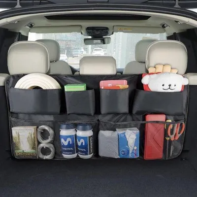 Image de Sac de rangement pour voiture en tissu imperméable, avec 8 compartiments