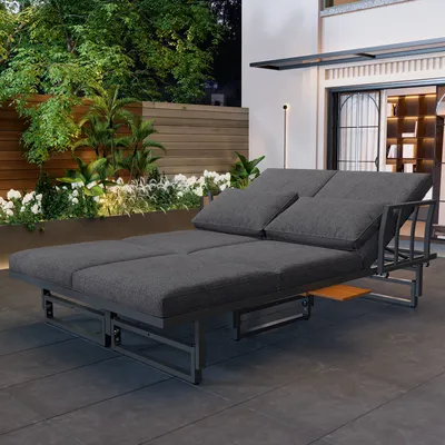 Produktbild von STILVORA Gartenmöbel-Set 3-teilig mit 2 Sofas und Tisch, Sitzgruppe mit verstellbarer Rückenlehne, Lounge-Set mit Kissen in Grau