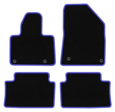 Produktbild von Fußmatten Velours Schwarz/Blau für Citroen C5 II X7 2008-2017 Set 4-tlg