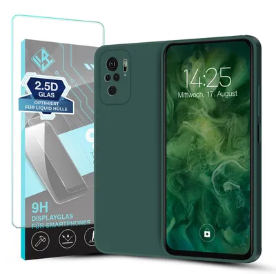 Produktbild von Hülle für Xiaomi Redmi Note 10 mit 9H Displayglas Displayschutz Case Cover Bumper Smartphone Softgrip Schutzhülle Farbe: Grün
