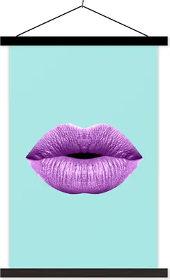 Produktbild von MuchoWow® Textilposter Lippen - Pastell - Lila 60x90 cm mit schwarzem Rahmen - Poster Wohnzimmer
