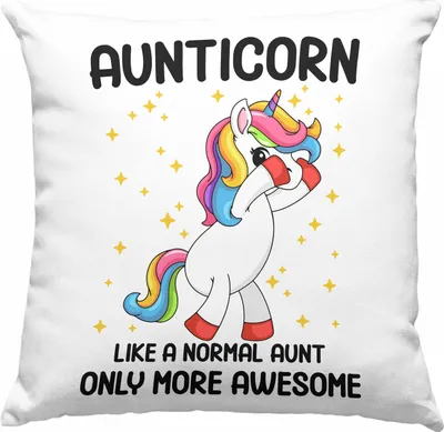 Produktbild von Trendation - Tante Aunticorn Geschenk Deko-Kissen mit Füllung 40x40 Geschenkidee Beste Tante  Deko-Kissen mit Füllung 40x40 Geschenk Lustig (Grau)