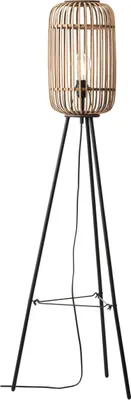 Produktbild von BRILLIANT  Stehleuchte Woodrow | dekorative Standleuchte mit Naturmaterial   |  schwarz hellbraun | Metall Bambus | 1x E27 ma. 60 W | IP20