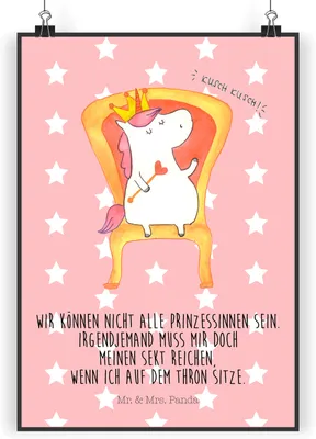 Produktbild von Mr. & Mrs. Panda Bild Einhorn Prinzessin DIN A4 - Rot Pastell - Geschenk, kunstdruck poster, Unicorn, Monat, Geburtstag, Geburtstagsgeschenk, wanddeko, Wandbild, drucke