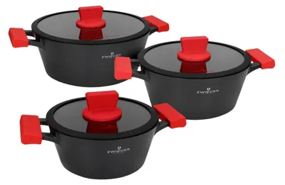 Produktbild von 3er Set ZWIEGER Obsidian Töpfe mit Deckeln