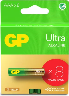 Produktbild von GP Ultra Alkaline AAA-Batterie, 24AU/LR03, 8er-Pack